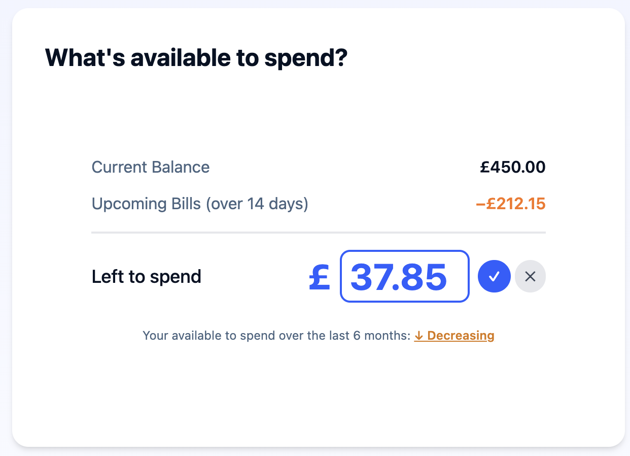 Editing the Left to Spend amount