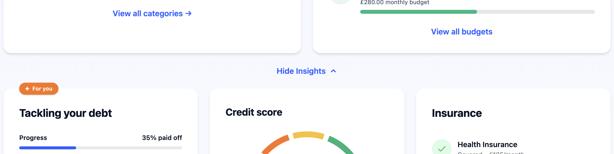 Progressive disclosure on the dashboard