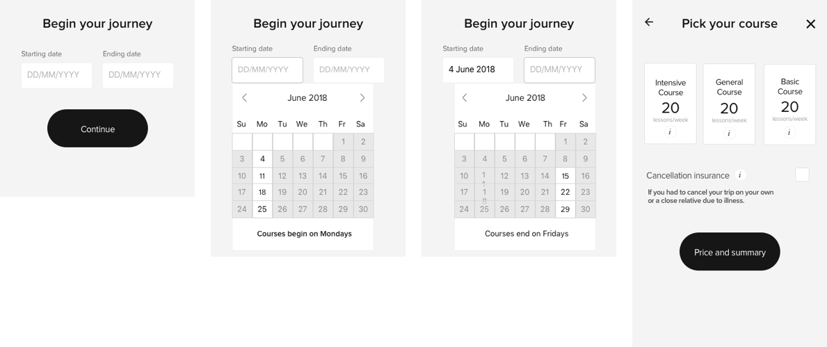 Concept 1: Calendar-first booking flow
