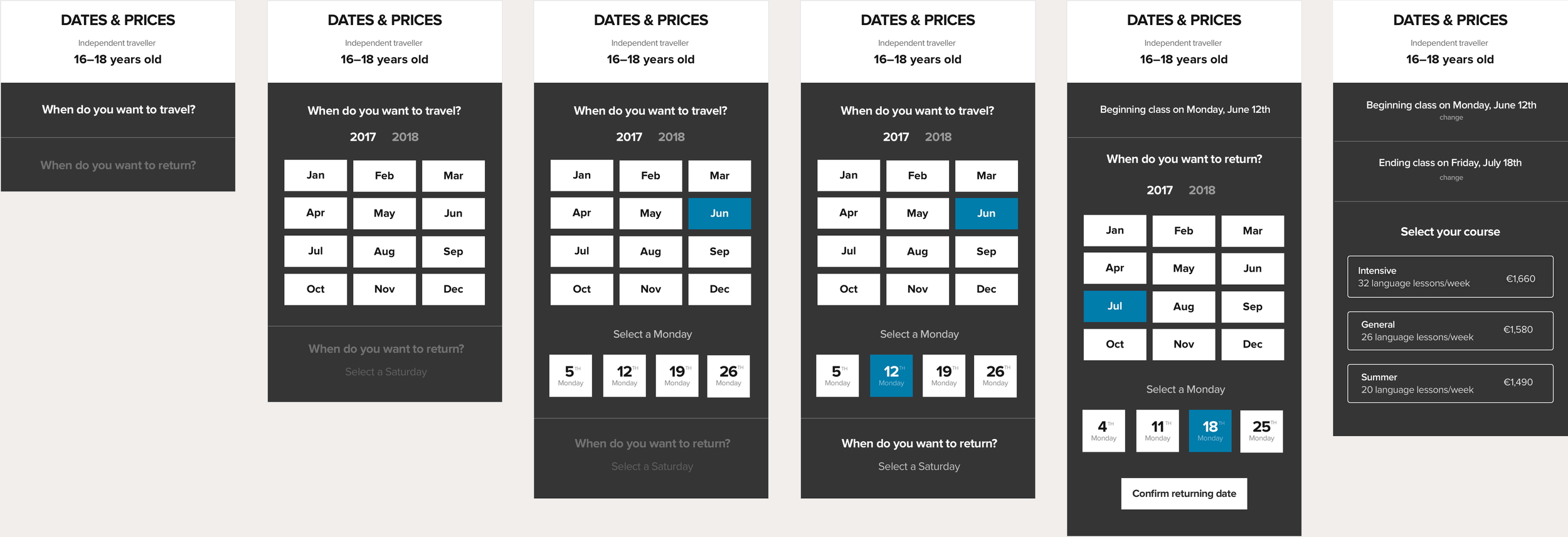 Concept 3: Button-based date selection