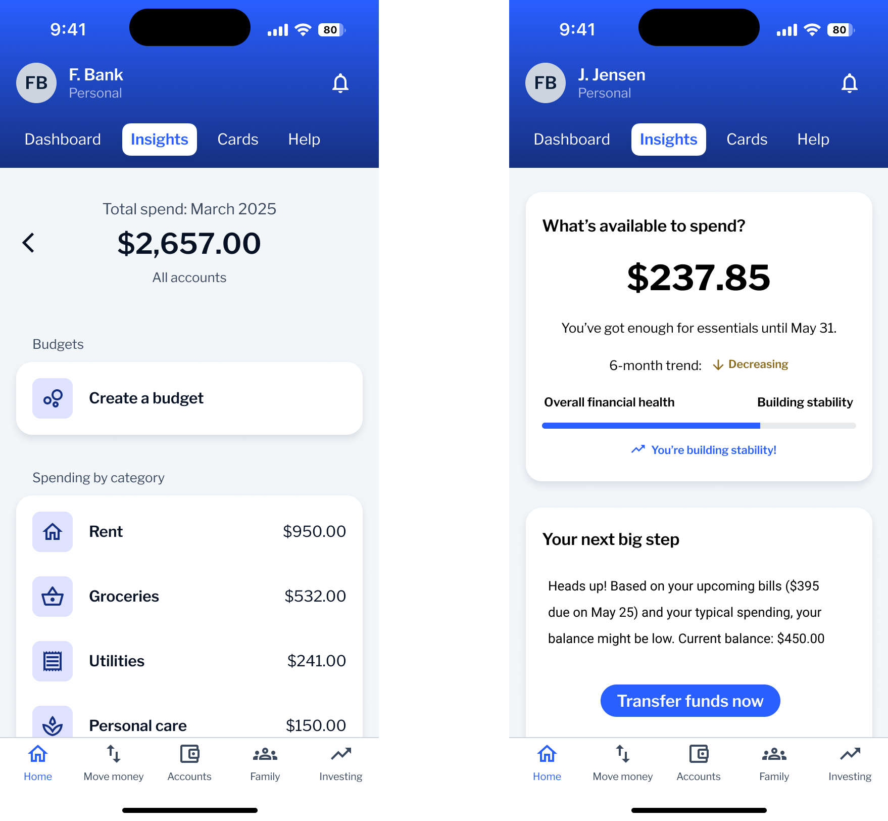 Dashboard before and after redesign comparison