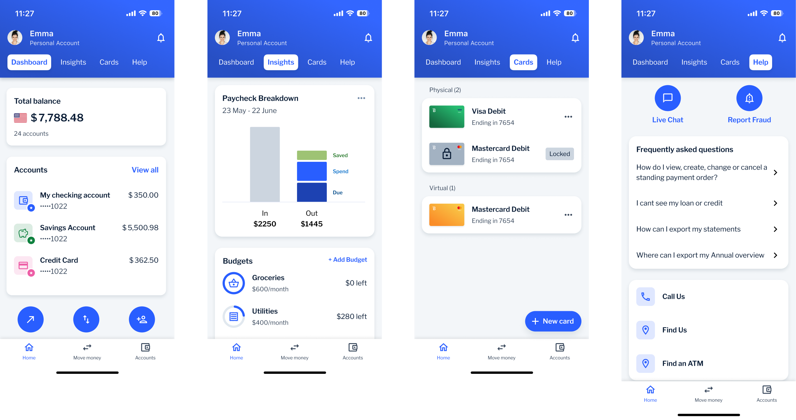 Final design of the retail banking app