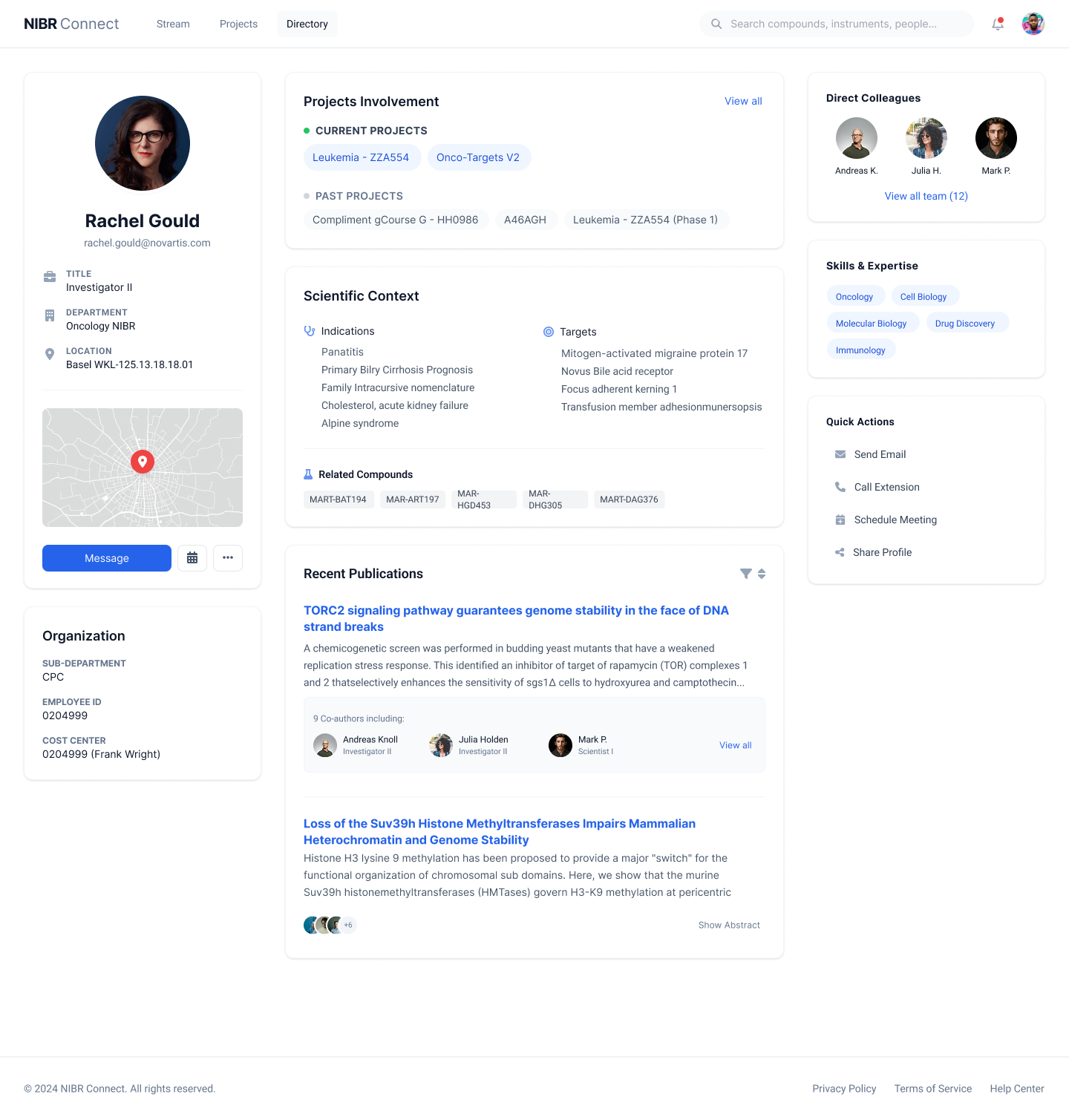 Scientist profile page