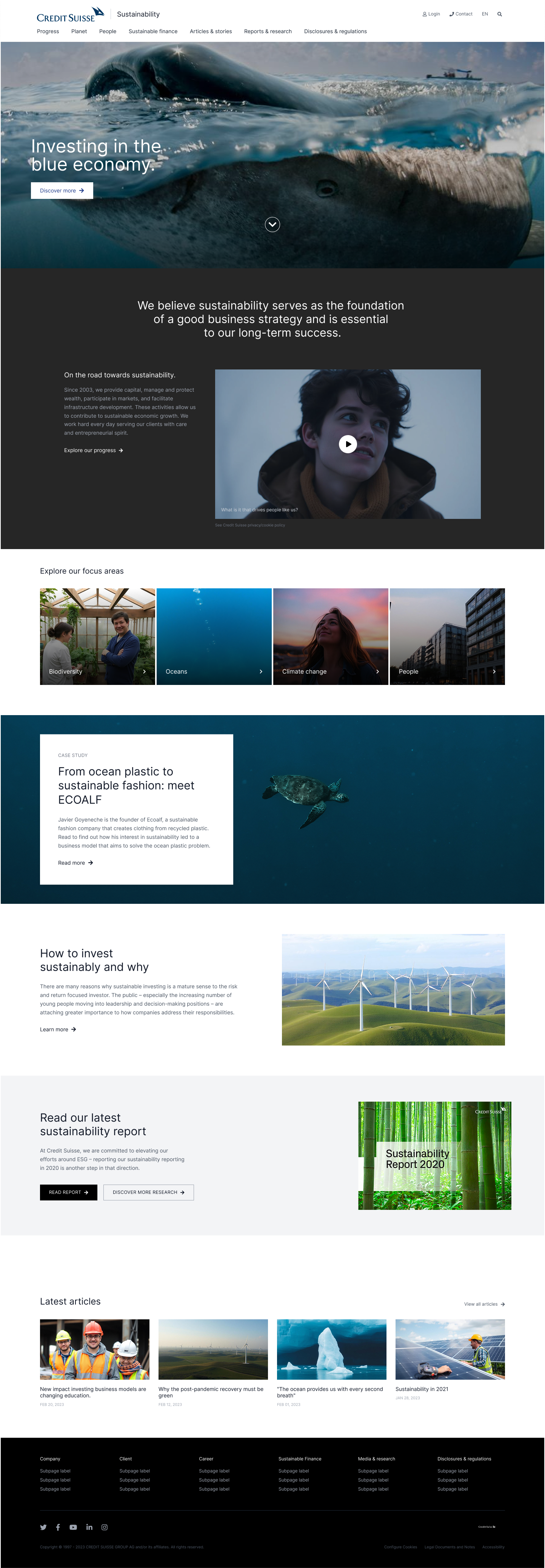 Sustainability Hub homepage